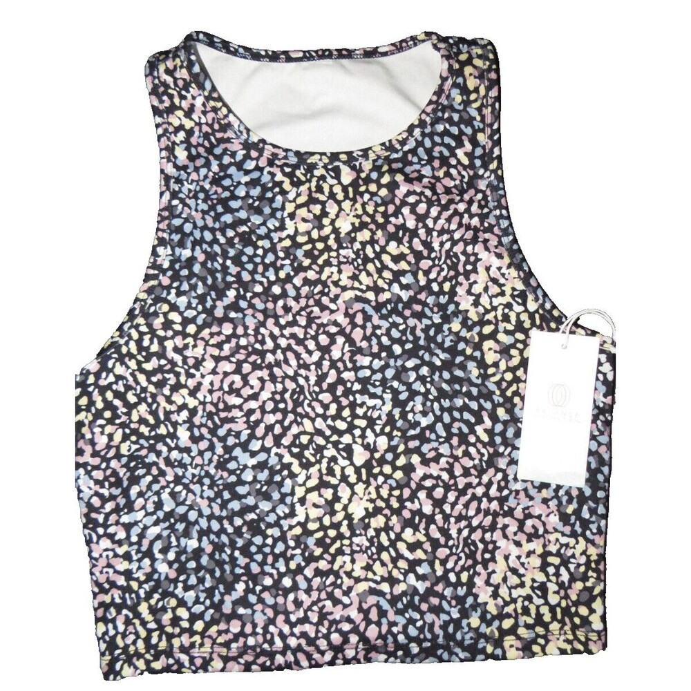 Balance Collection High Neck Fitted Active Tank Black Abstract Print Size Small